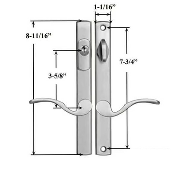 MULTIPOINT DOOR HANDLES FOR SWING DOOR, KEYED WITH THUMBTURN, CHOOSE FINISH